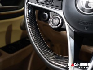 Alfa Romeo Stelvio Steering Wheel Trim - Carbon Fiber - Pre '20 models - Feroce Carbon Alfa Romeo Stelvio Steering Wheel Trim - Carbon Fiber - Pre '20 models - Feroce Carbon